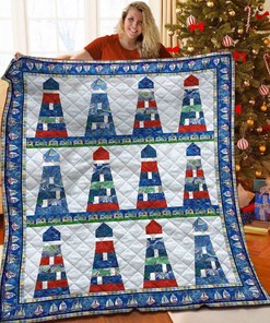 Personalized Lighthouse Quilt Blanket - Perfect for Bedroom Decor and Family Gifts