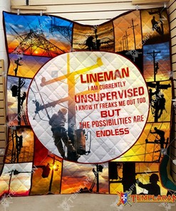 Personalized Lineman Blanket Quilt Bedding Set - Great for Home Decoration and Family Gifts