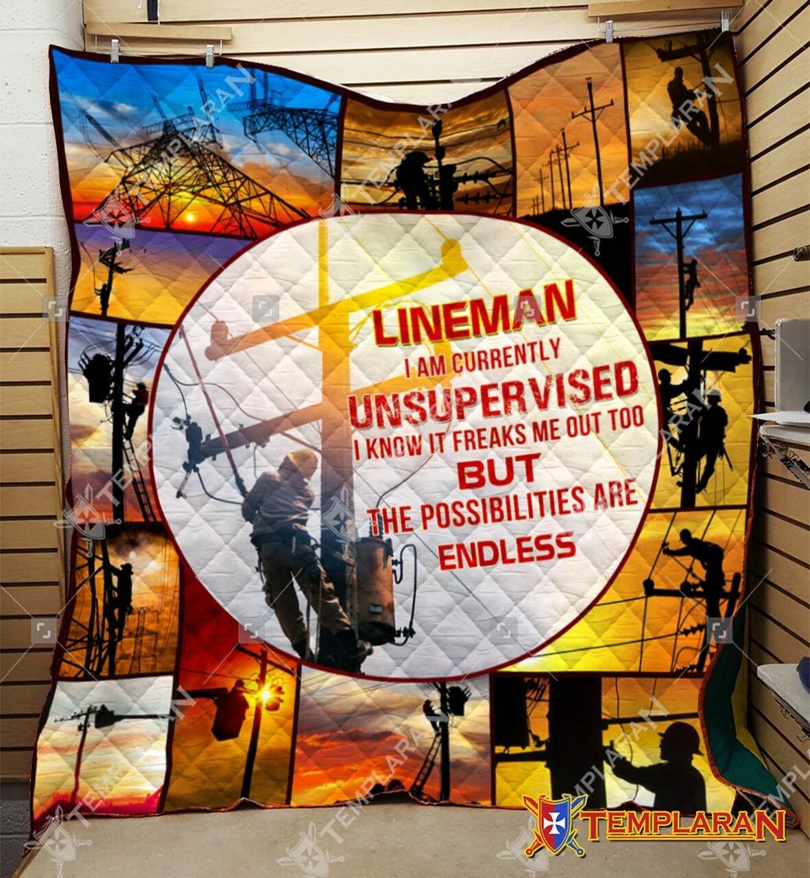 Personalized Lineman Blanket Quilt Bedding Set - Great for Home Decoration and Family Gifts