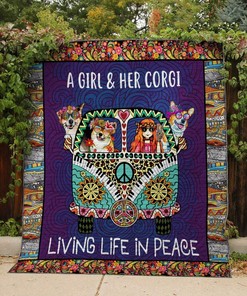 Personalized Living Life In Place Corgi Quilt Bedding Set - Ideal Gifts for Family and Hobby