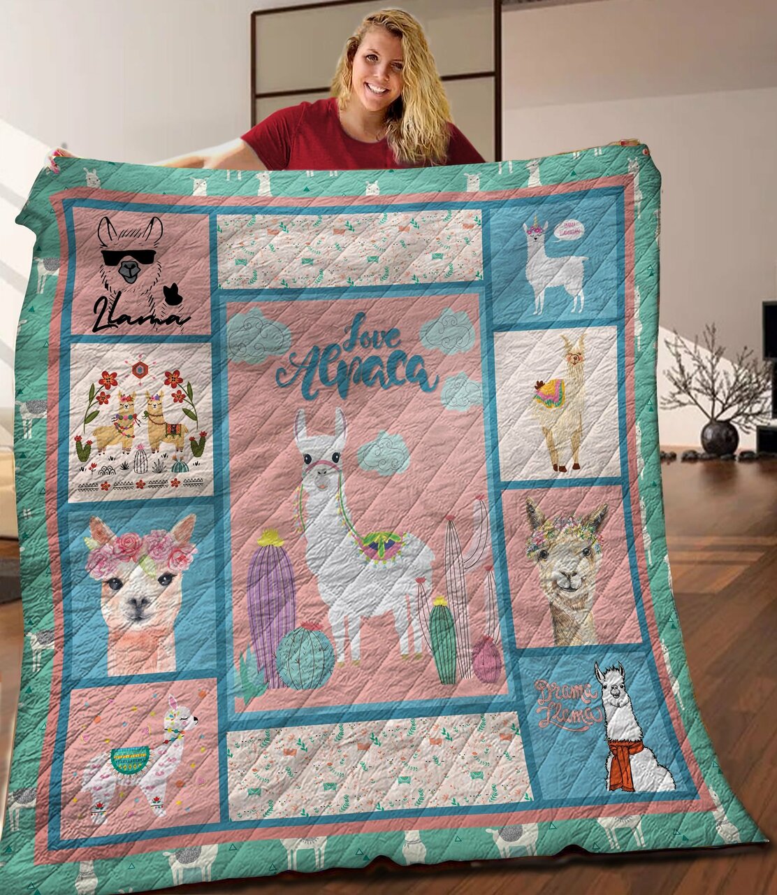 Personalized Llama Quilt Bedding Set for Bedroom Decor and Family Gifts, Perfect for Home Decoration and Picnic