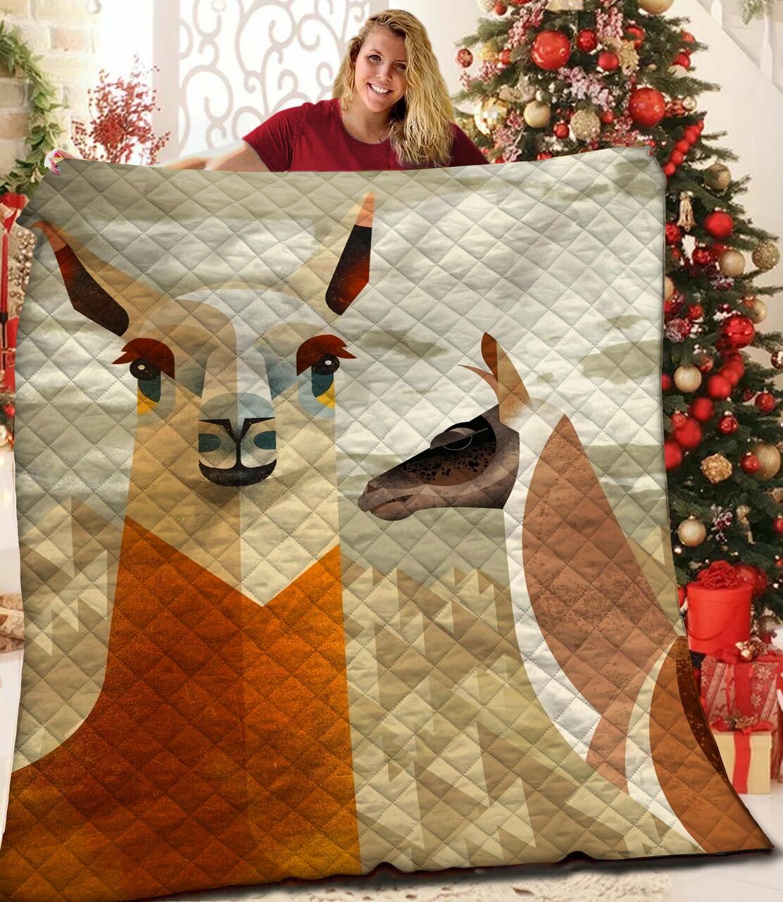 Personalized Llama Quilt Bedding Set for Bedroom and Home Decoration, Perfect Gifts for Family