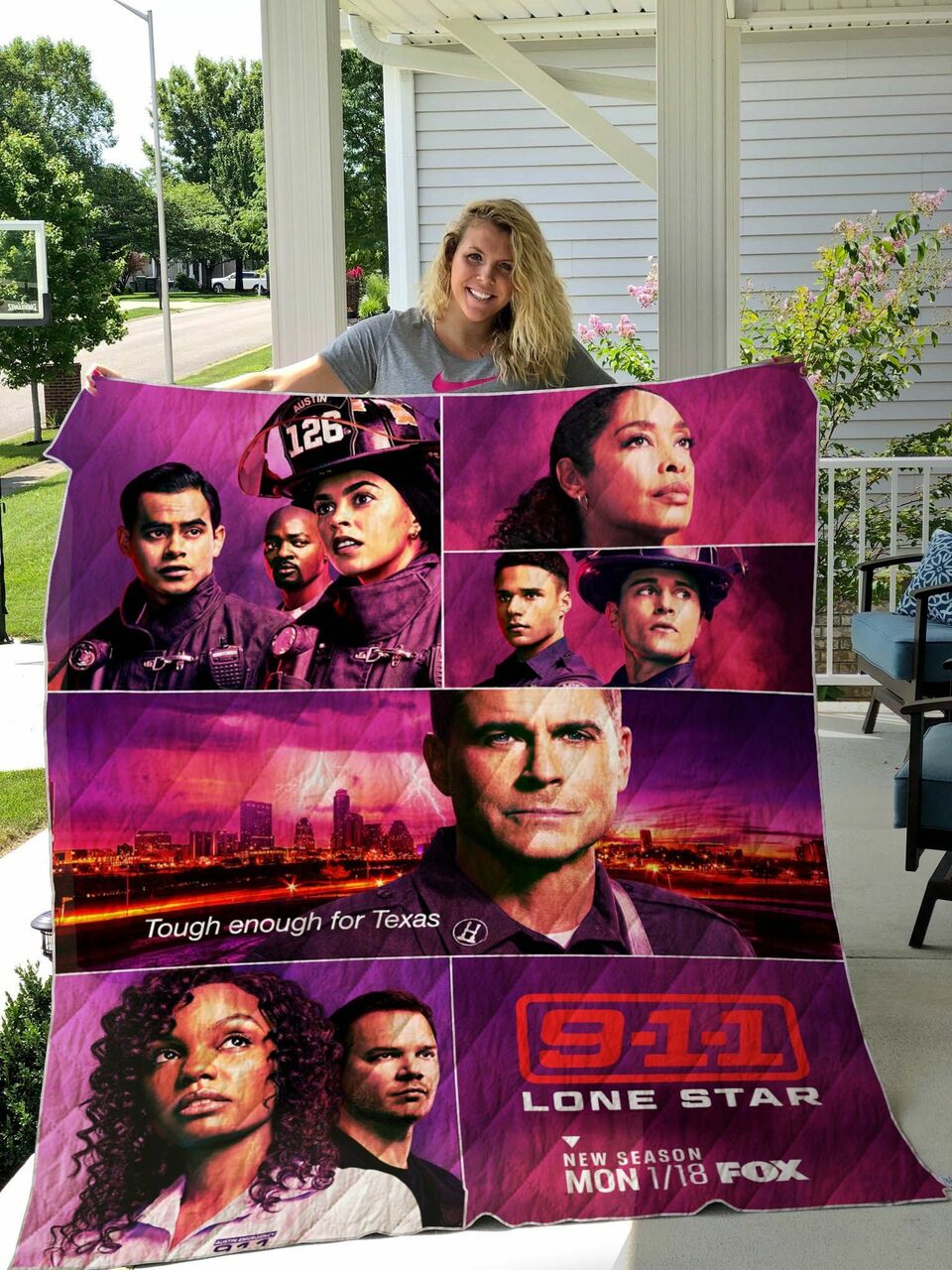 Personalized Lone Star 9-1-1 Quilt Bedding Set for Home Decor and Family Gifts