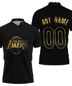 Personalized Los Angeles Lakers Any Name 00 Golden Edition Black Jersey Inspired Style Polo Shirt
