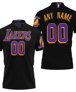 Personalized Los Angeles Lakers Any Name 2020-21 Earned Edition Black Inspired Style Polo Shirt