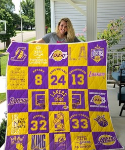 Personalized Los Angeles Lakers Quilt Bedding Set Blanket for Bedroom Decor