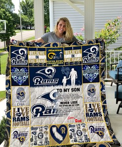 Personalized Los Angeles Rams Dad To Son Quilt Bedding Set for Bedroom Decor and Family Gifts