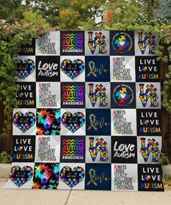 Personalized Love Autism Summer Quilt Bedding Set - Ideal Gifts for Family