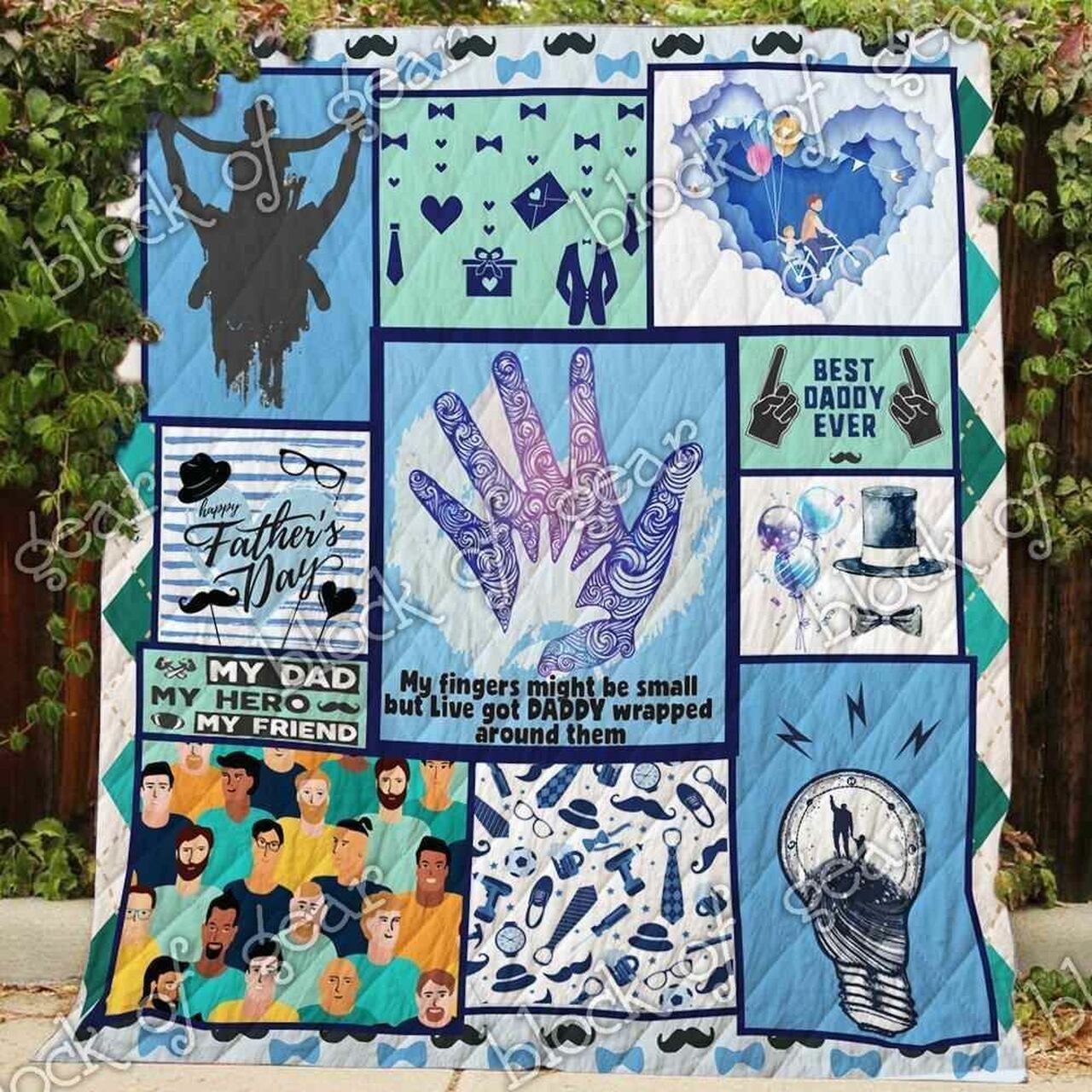 Personalized Love Dad Blanket Quilt Bedding Set Great for Bedroom Decor and Family Gifts