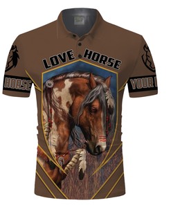 Personalized Love Horse Equestrian Horse 3D All Over Printed Polo Shirt