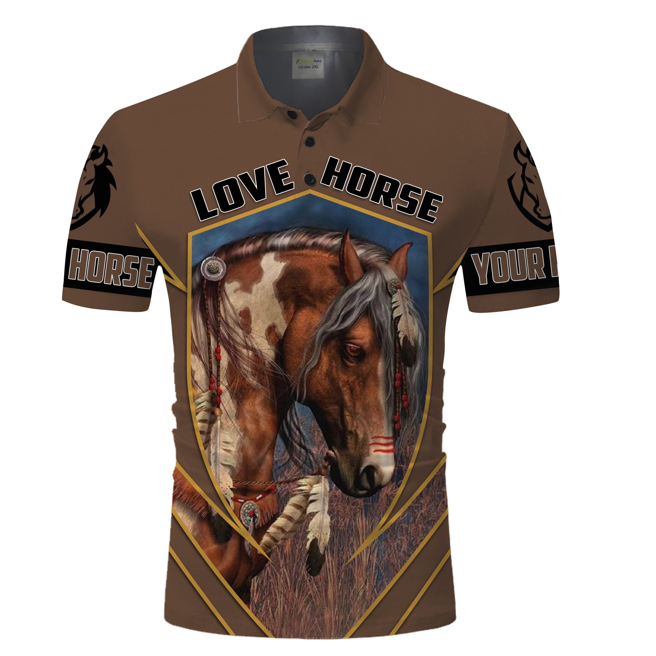 Personalized Love Horse Equestrian Horse 3D All Over Printed Polo Shirt