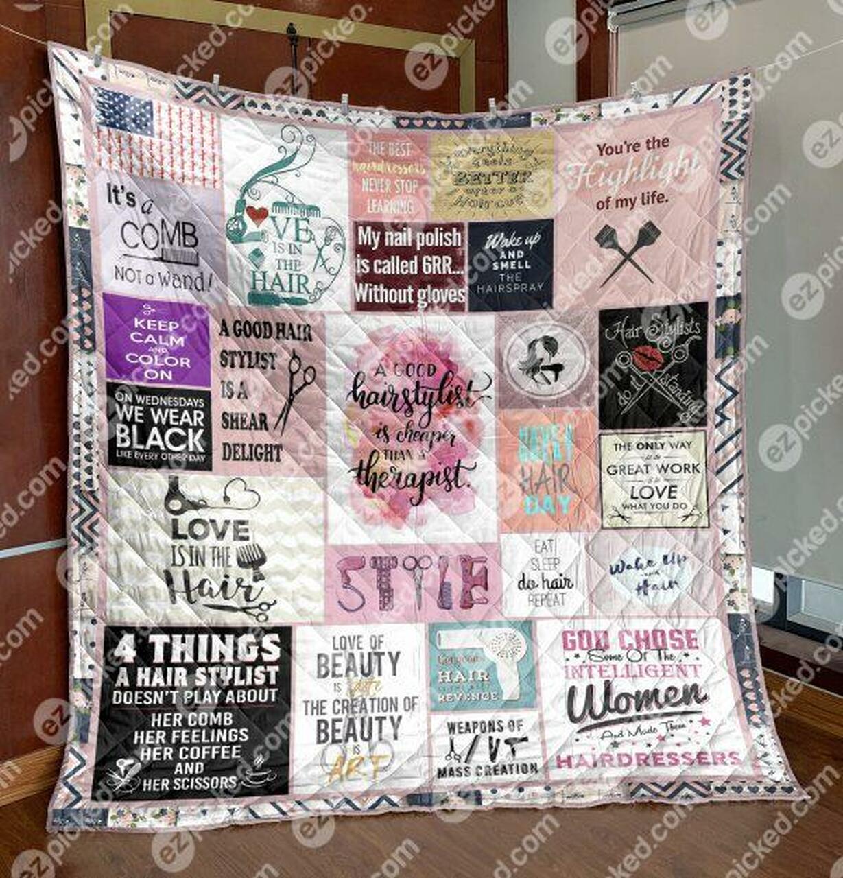 Personalized Love Is In The Hair Quilt Bedding Set for Bedroom Decor and Family Gifts