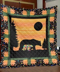 Personalized Mama Bear Quilt Bedding Set Blanket - Great for Bedroom Decoration & Family Gifts