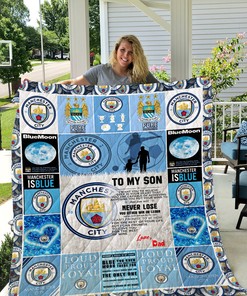 Personalized Manchester City To My Son Quilt Bedding Set, Home Decor & Gifts for Family
