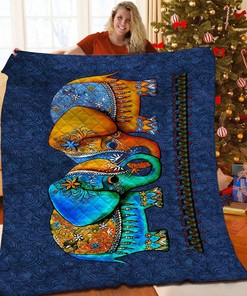 Personalized Mandala Elephant Quilt Bedding Set Great for Bedroom Decor and Family Gifts