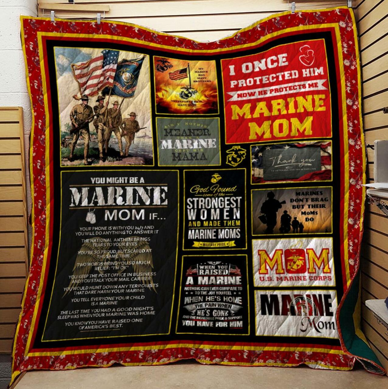 Personalized Marine Mom Quilt Bedding Set - Great for Bedroom Decoration and Family Gifts
