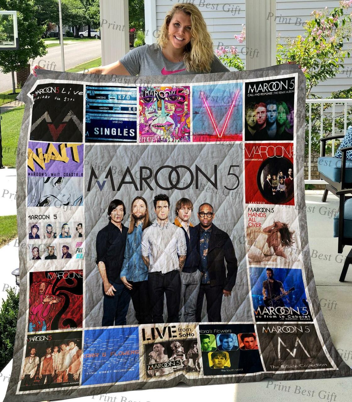 Personalized Maroon 5 Quilt Blanket Bedding Set Great for Bedroom Decor and Family Gifts