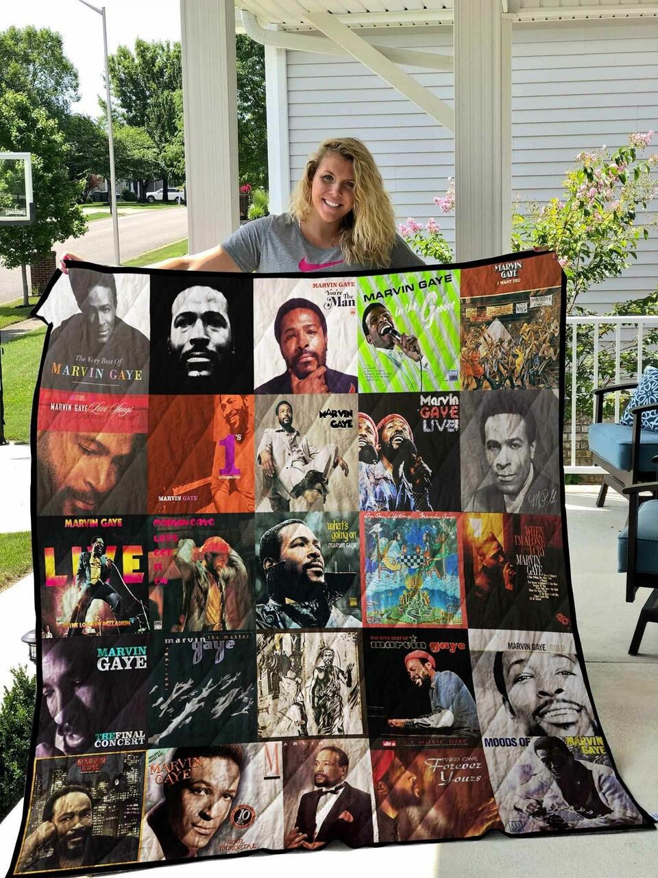 Personalized Marvin Gaye Blanket Quilt Bedding Set - Great for Bedroom Decoration and Family Gifts