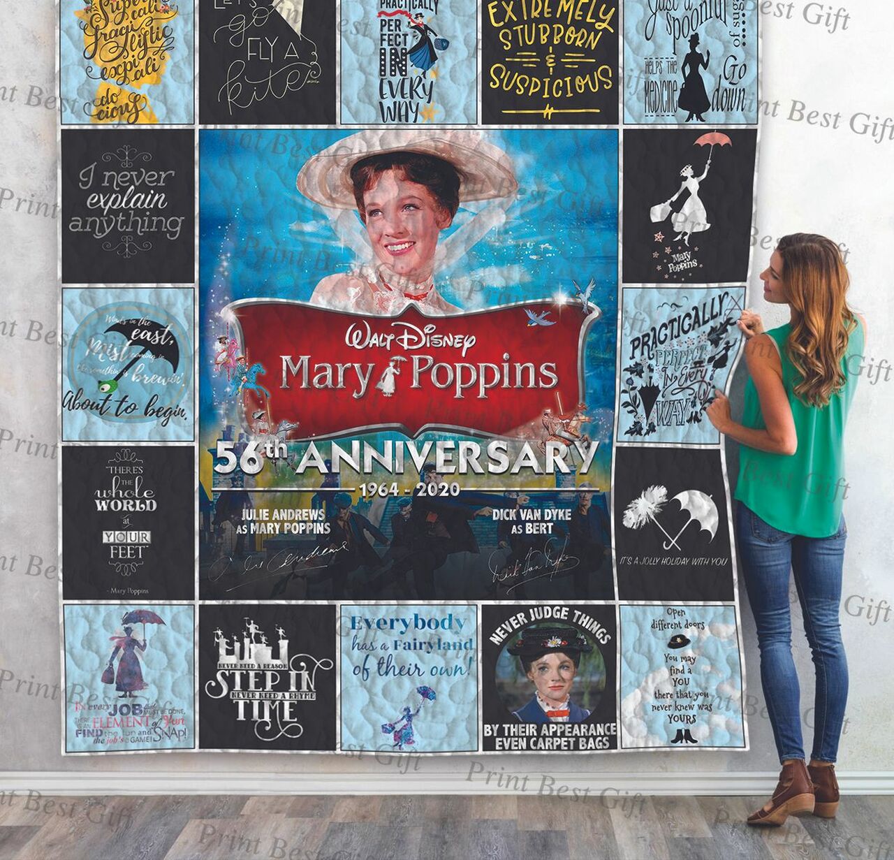 Personalized Mary Poppins Poster Quilt Blanket Bedding Set for Bedroom Decor and Family Gifts
