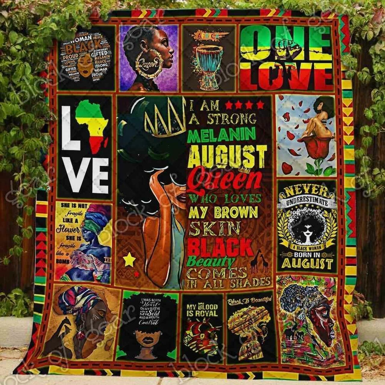 Personalized Melanin August Queen Quilt Bedding Set - Ideal for Home & Picnic, Gifts for Family