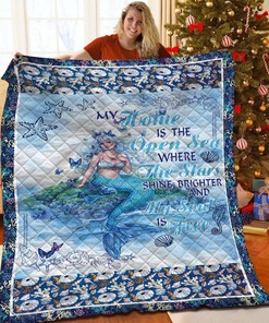 Personalized Mermaid Quilt Blanket Bedding Set - Perfect for Family Gifts and Home Decoration