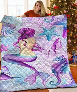 Personalized Mermaid Quilt Blanket - Perfect for Bedroom Decor and Family Gifts
