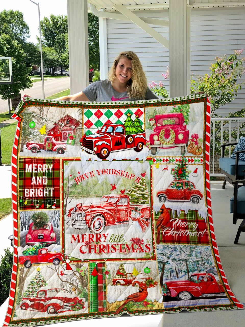 Personalized Merry Christmas Quilt Blanket Bedding Set - Perfect for Bedroom Decor and Family Gifts