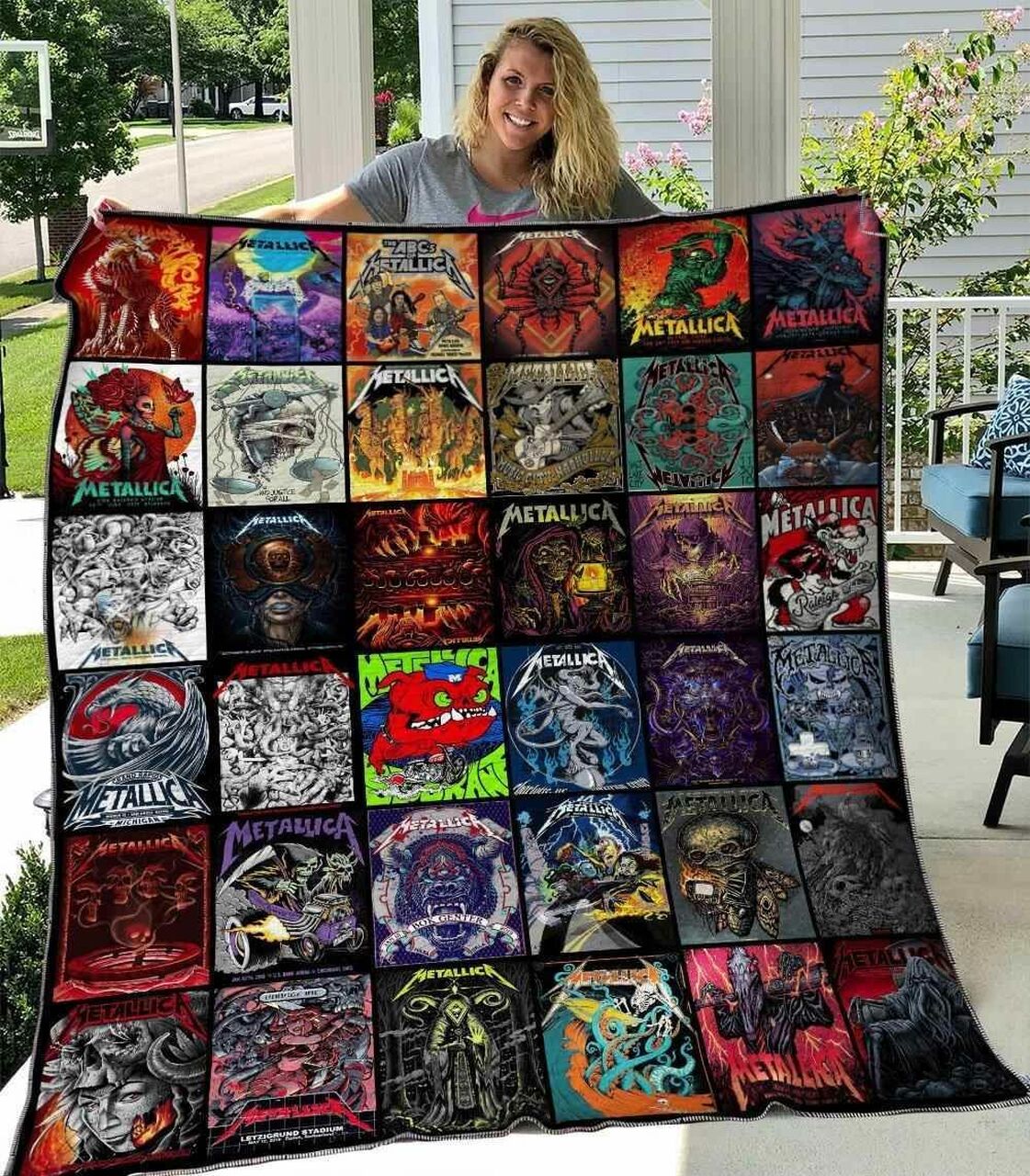 Personalized Metallic Blanket Quilt Bedding Set Great for Bedroom Decor and Family Gifts