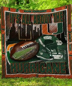 Personalized Miami Hurricanes Quilt Bedding Set Great Gifts for Family and Bedroom Decor
