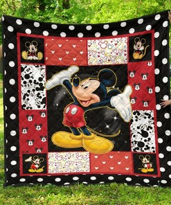Personalized Mickey Disney Cartoon Fan Quilt Bedding Set, Great Gifts for kids and Family