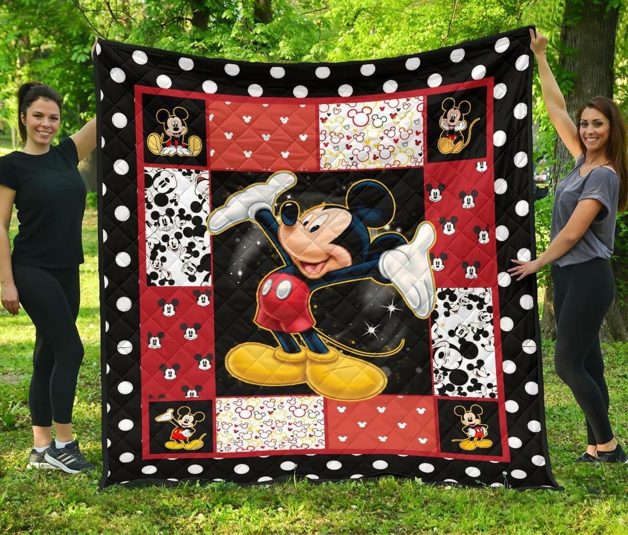 Personalized Mickey Disney Cartoon Fan Quilt Bedding Set, Great Gifts for kids and Family