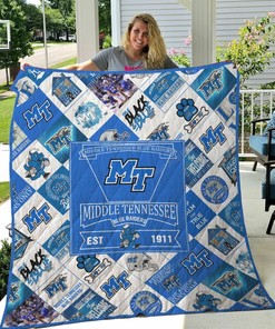 Personalized Middle Tennessee Blue Raiders Quilt Bed Set Blanket, Great for Bedroom Decor and Family Gifts
