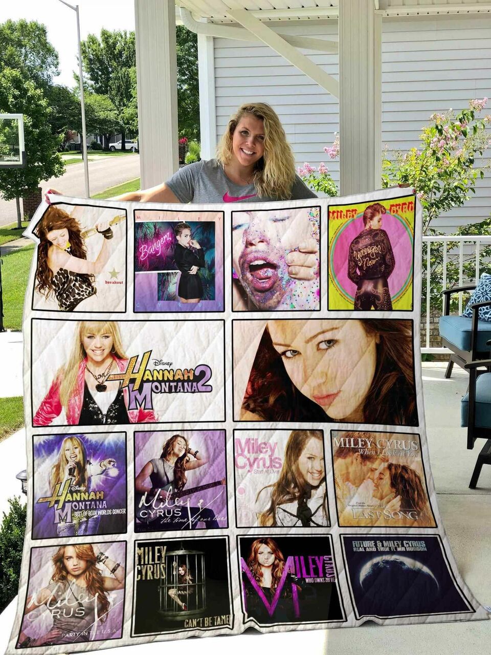 Personalized Miley Cyrus Blanket Quilt Bedding Set - Great for Bedroom Decoration and Family Gifts