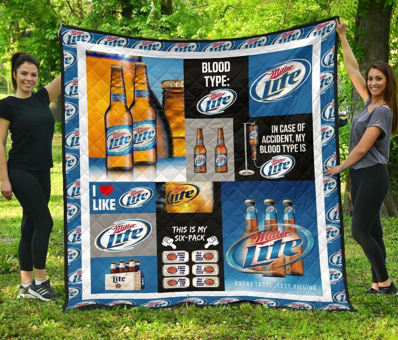 Personalized Miller Lite Funny Gift For Beer Lover Quilt Bedding Set, Great for Bedroom Decor and Family Gifts