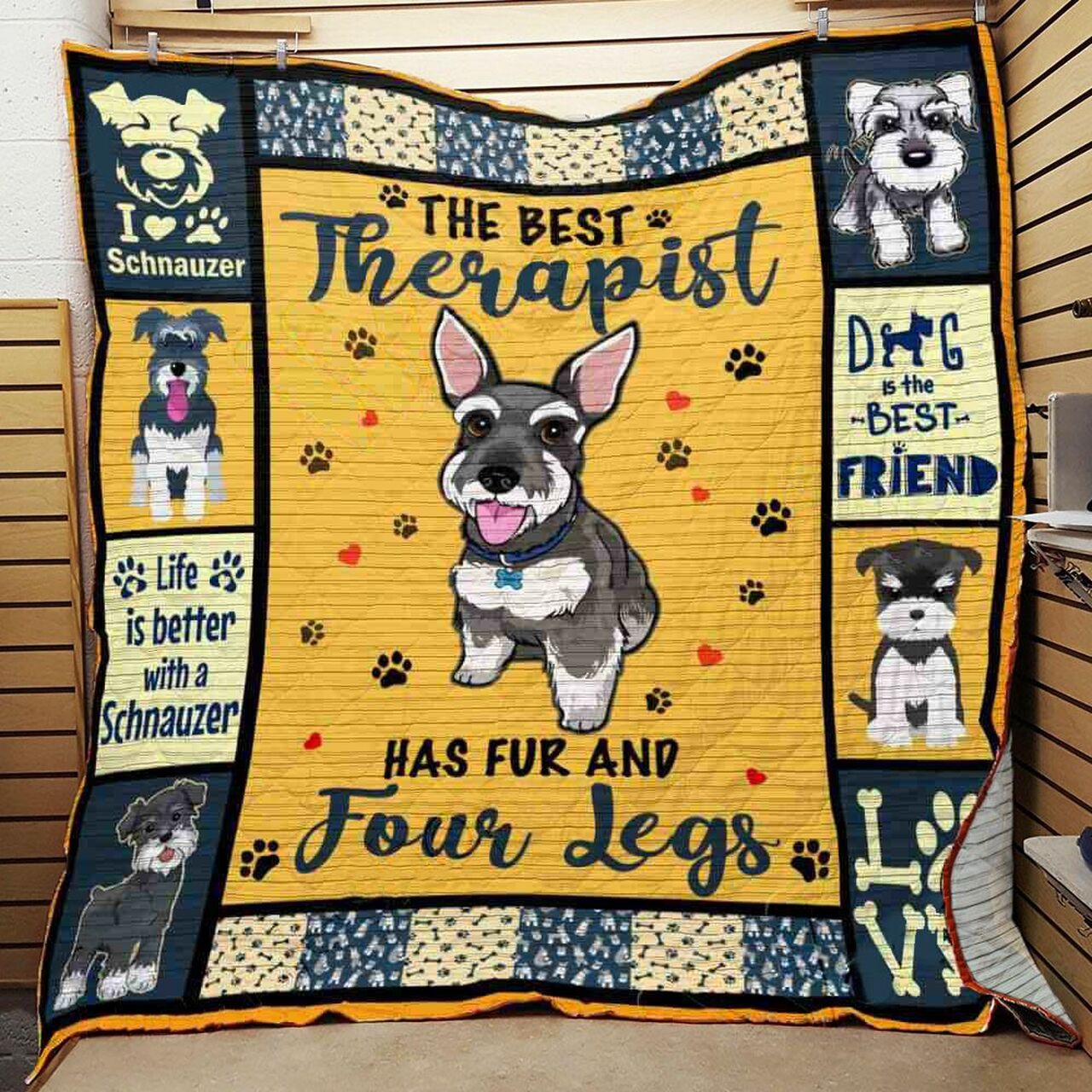 Personalized Miniature Schnauzer Dog Quilt Blanket Bedding Set - Great for Bedroom Decor and Family Gifts
