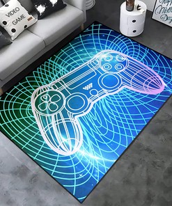 Personalized Modern Game Room Rugs Teen Boys: Abstract Mesh Printed Carpets with Your Favorite Pictures Bedroom