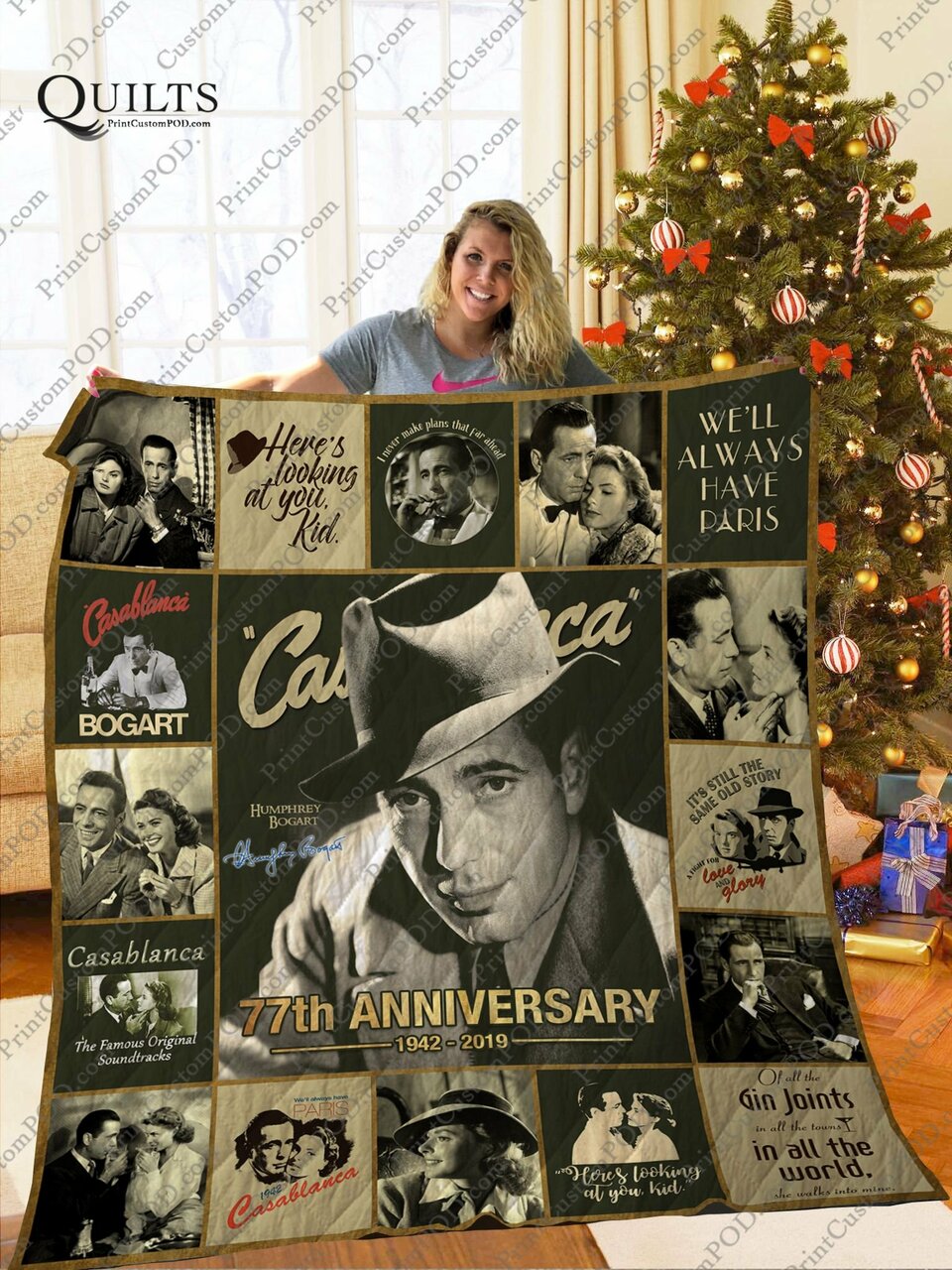 Personalized Mofi -Casablanca Quilt Bedding Set Blanket for Home Decor and Family Gifts