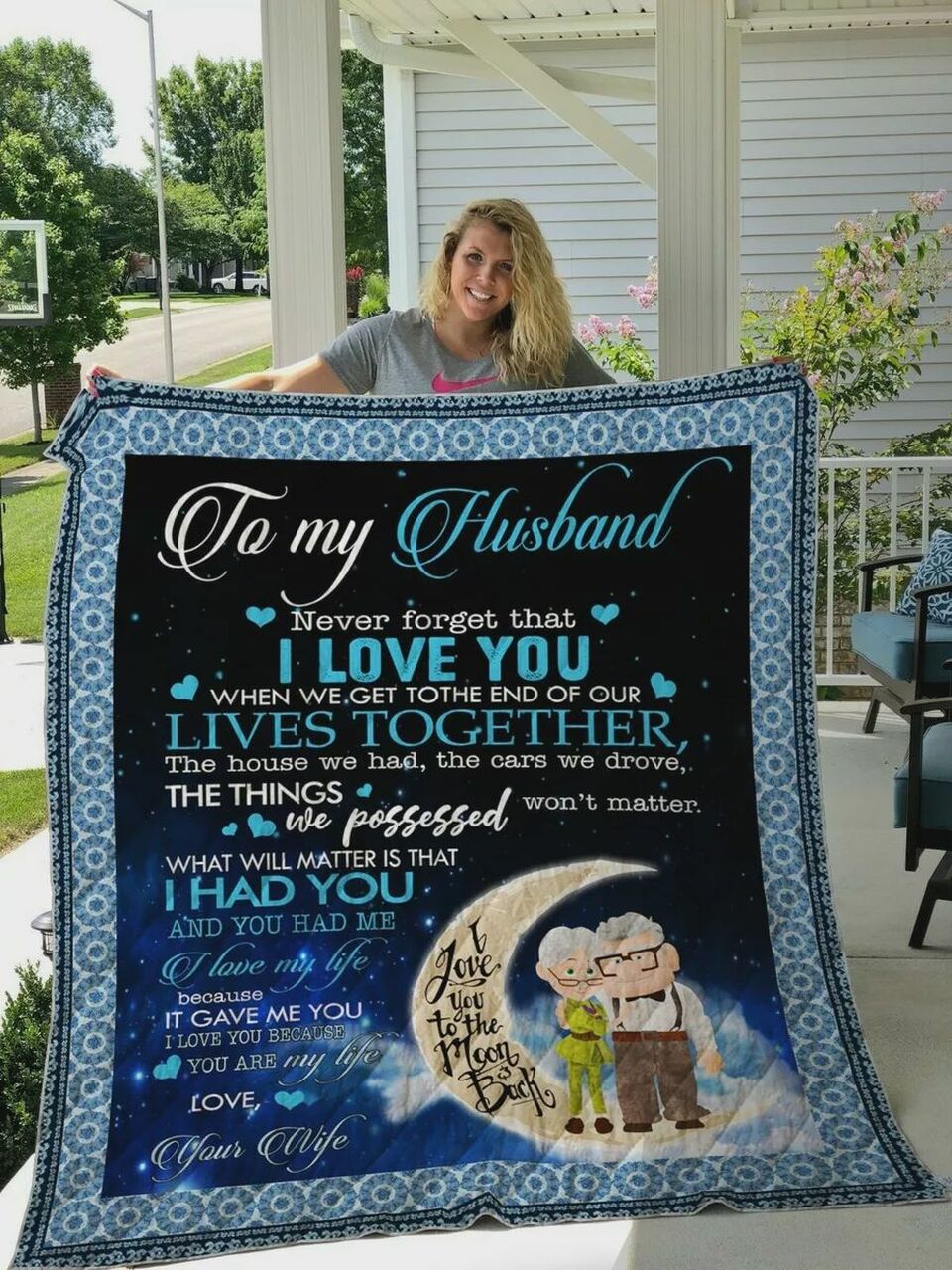 Personalized Moon To My Husband I Love You Quilt Bedding Set Blanket From Wife Anniversary