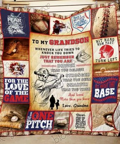 Personalized My Baseball Grandson Quilt Bedding Set - Ideal for Home & Picnic, Gifts for Family