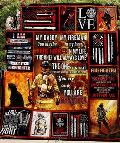 Personalized My Daddy My Fireman Quilt Bedding Set for Bedroom Decor and Family Gifts