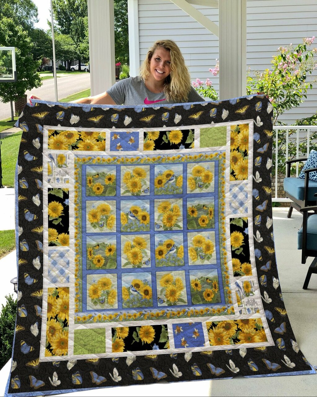 Personalized My Sunflower Garden Quilt Bedding Set - Great for Bedroom Decoration and Family Gifts