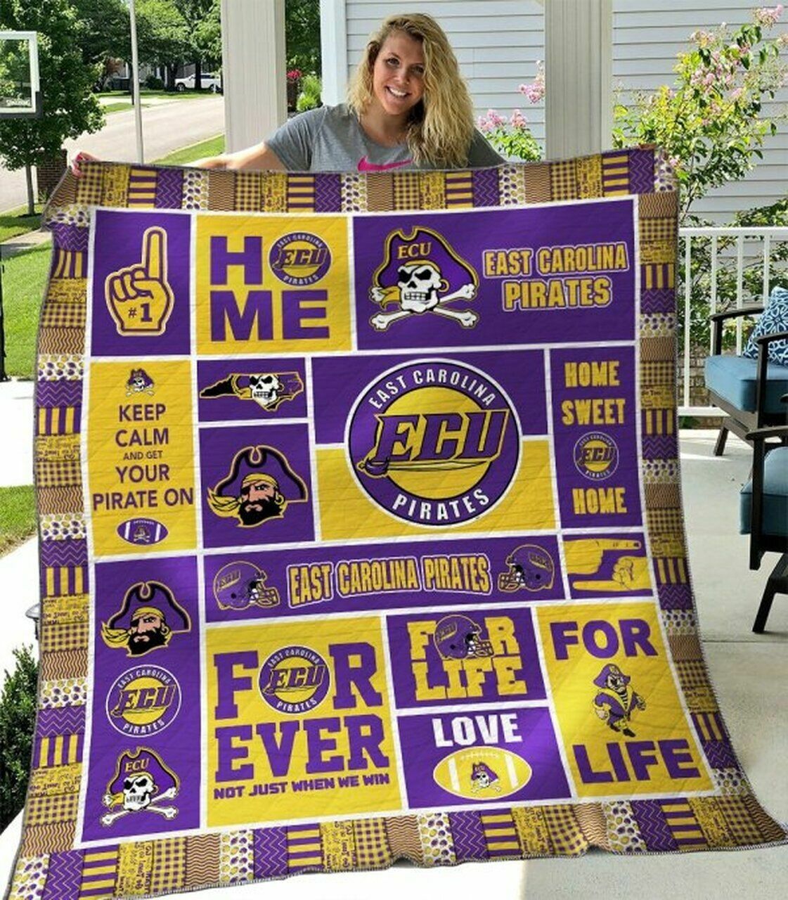 Personalized NCAA East Carolina Pirates Quilt Bedding Set Blanket, Home Decor & Gifts for Fans