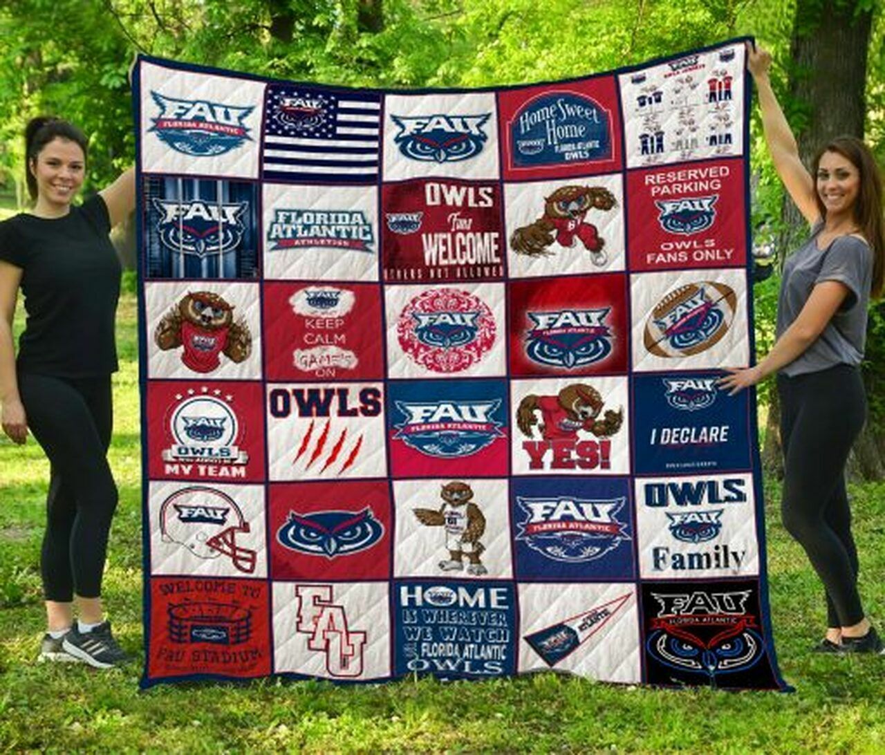 Personalized NCAA Florida Atlantic Owls Quilt Bedding Set Blanket Home Decor & Gifts for Fans