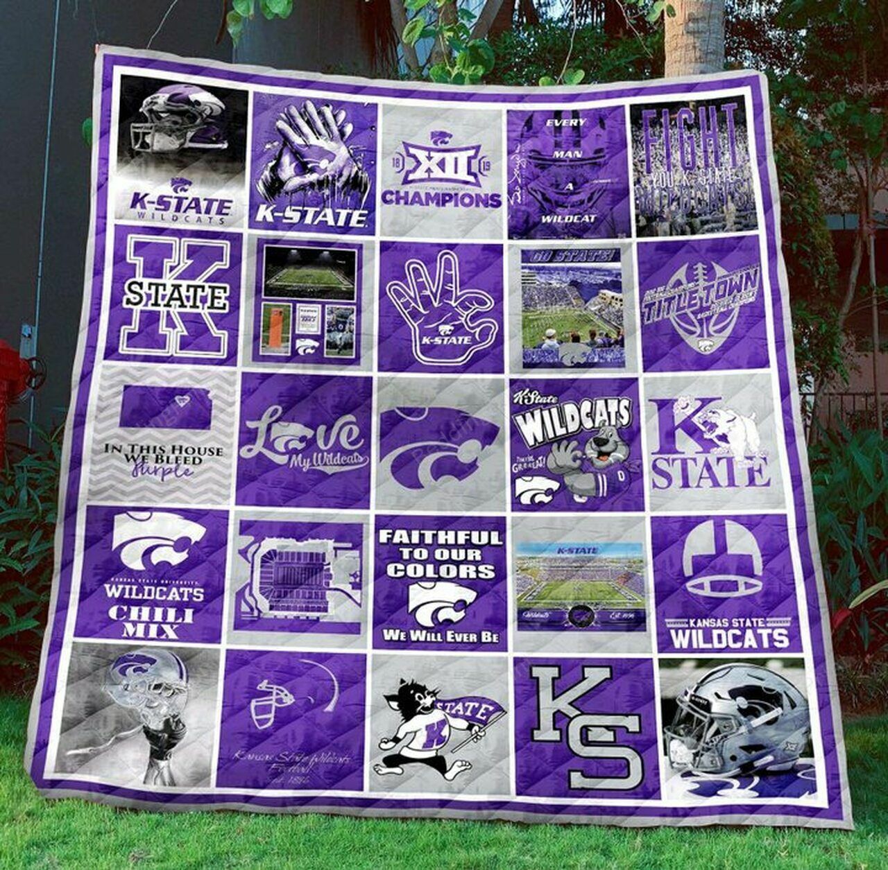 Personalized NCAA Kansas State Wildcats Quilt Bedding Set Blanket, Home Decor & Gifts for Fans