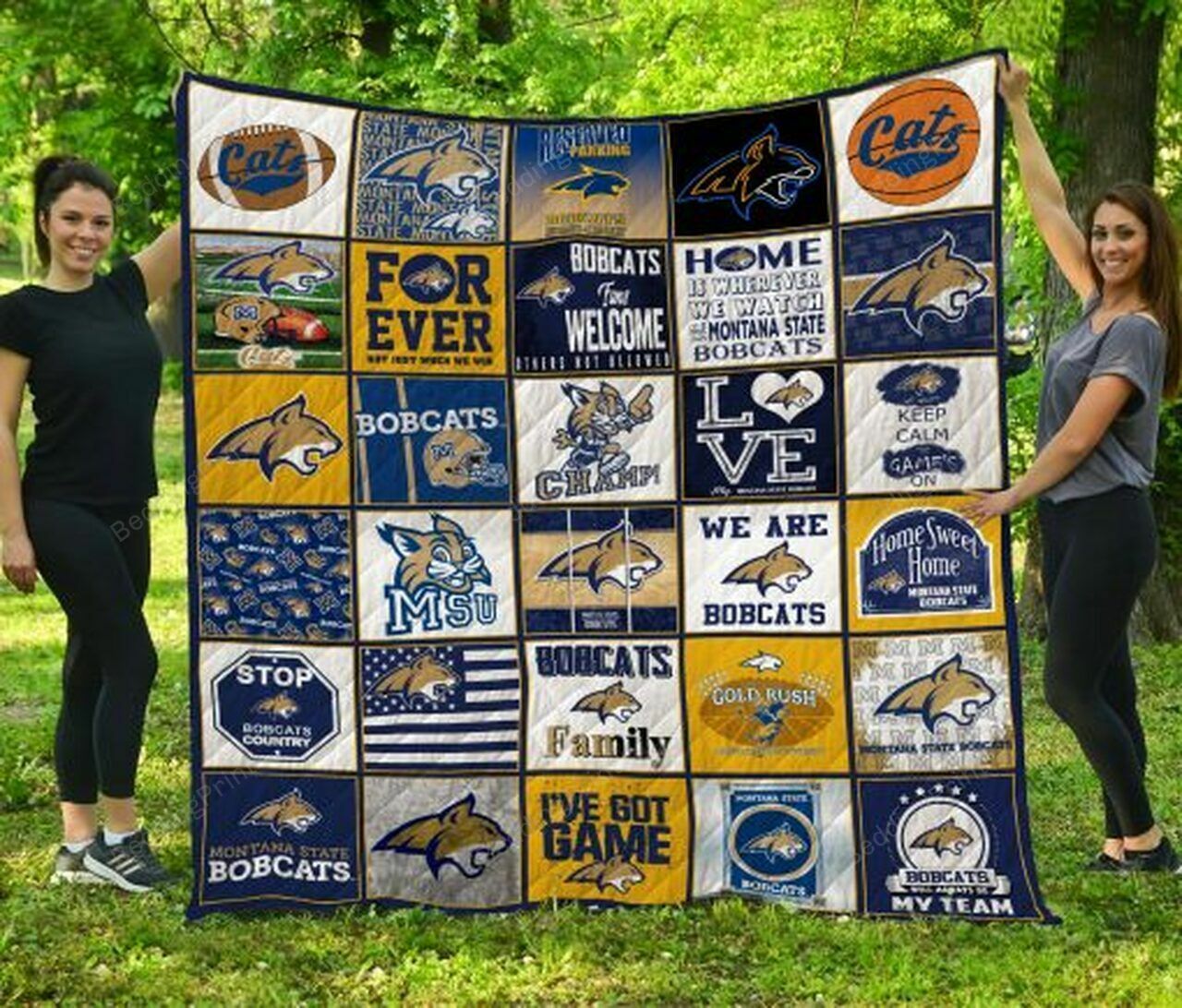 Personalized NCAA Montana State Bobcats Quilt Bedding Set Blanket Gifts for Fans