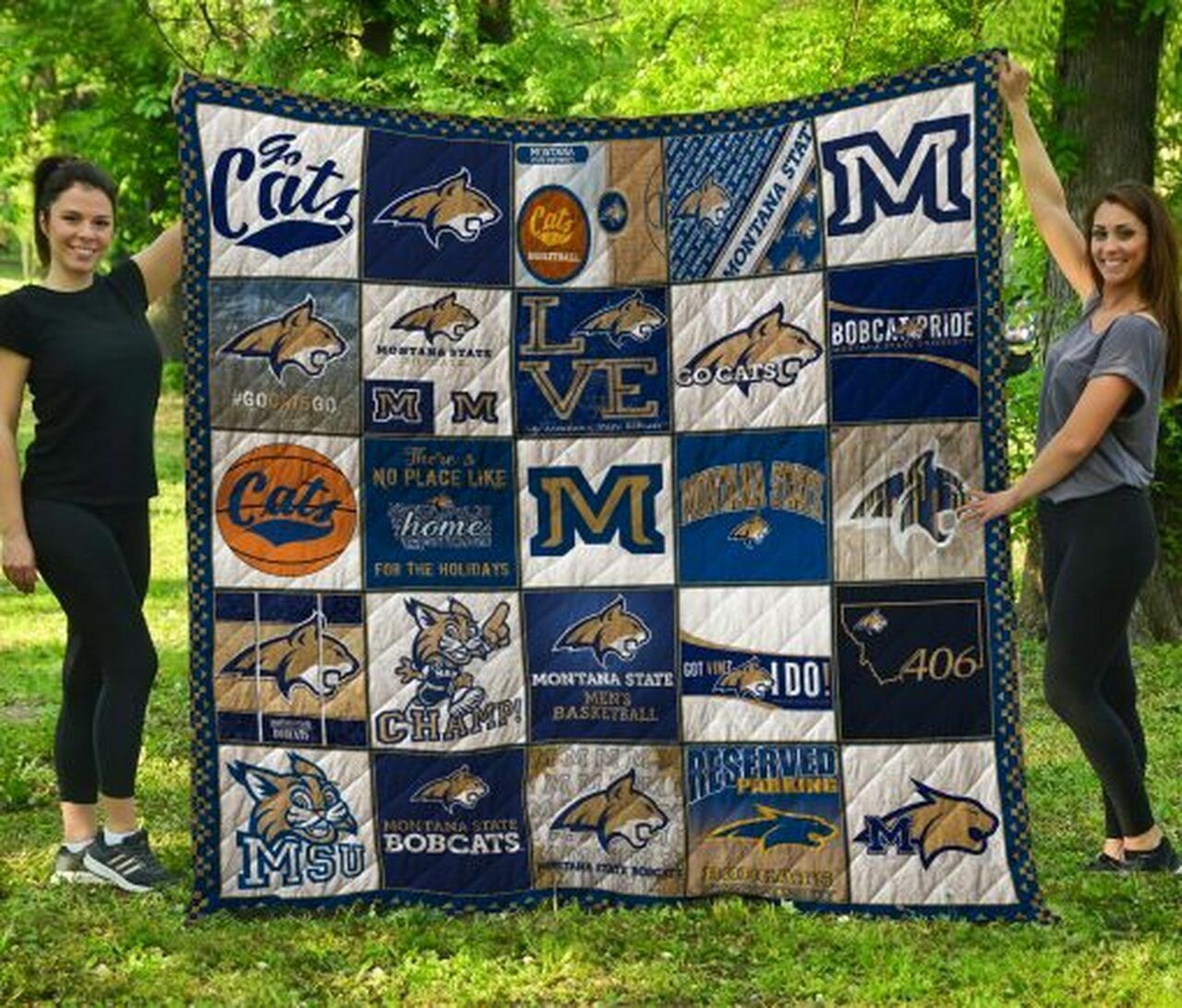 Personalized NCAA Montana State Bobcats Quilt Bedding Set Blanket Home Decor