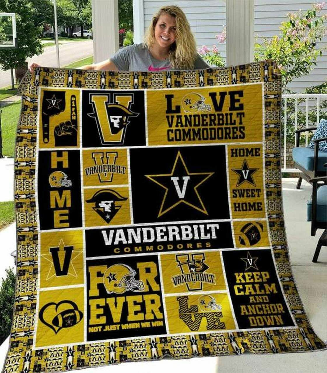 Personalized NCAA Vanderbilt Commodores Quilt Bedding Set Blanket, Home Decor & Gifts for Fans