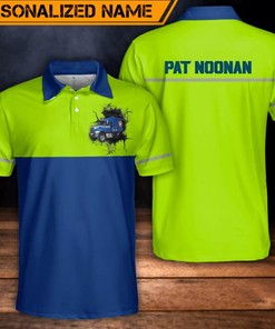 Personalized Name Trucker Lemon Blue Polo Shirt