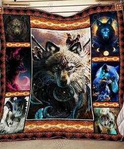 Personalized Native American Wolf Quilt Bedding Set - Ideal for Home & Picnic, Gifts for Family