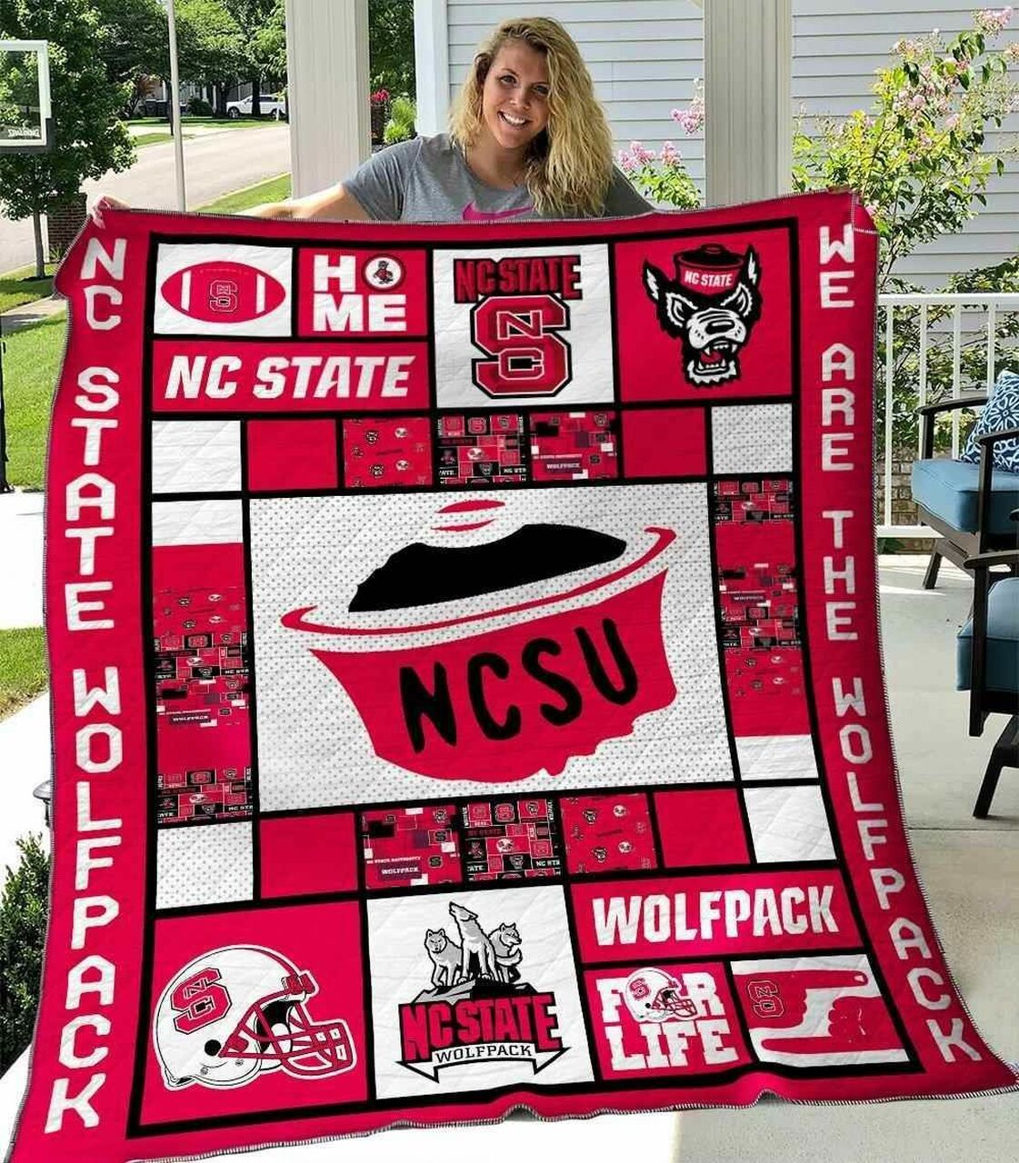 Personalized Nc State Wolfpack Quilt Blanket Bedding Set for Home Decoration and Gifts for Family